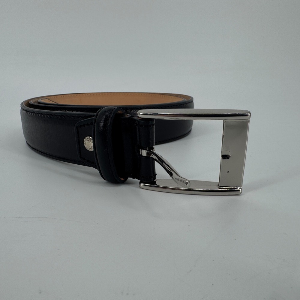The Bridge Black Genuine Leather Belt Made in Italy Solid Brass Buckle 110-125